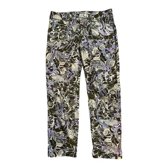 Pilcro The Wanderer Camo Multicolor Jeans Green Cream Purple Metallic Size 32T - Picture 2 of 16